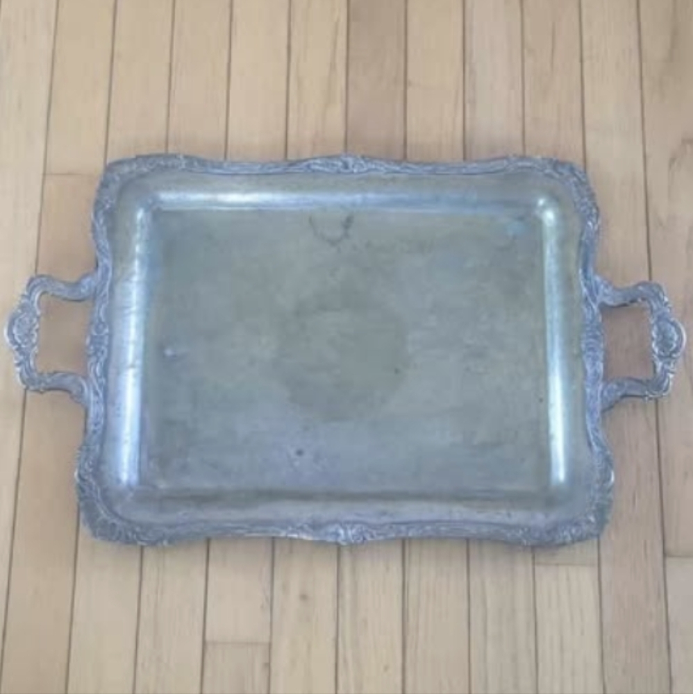 Large Antique Silver Serving Tray